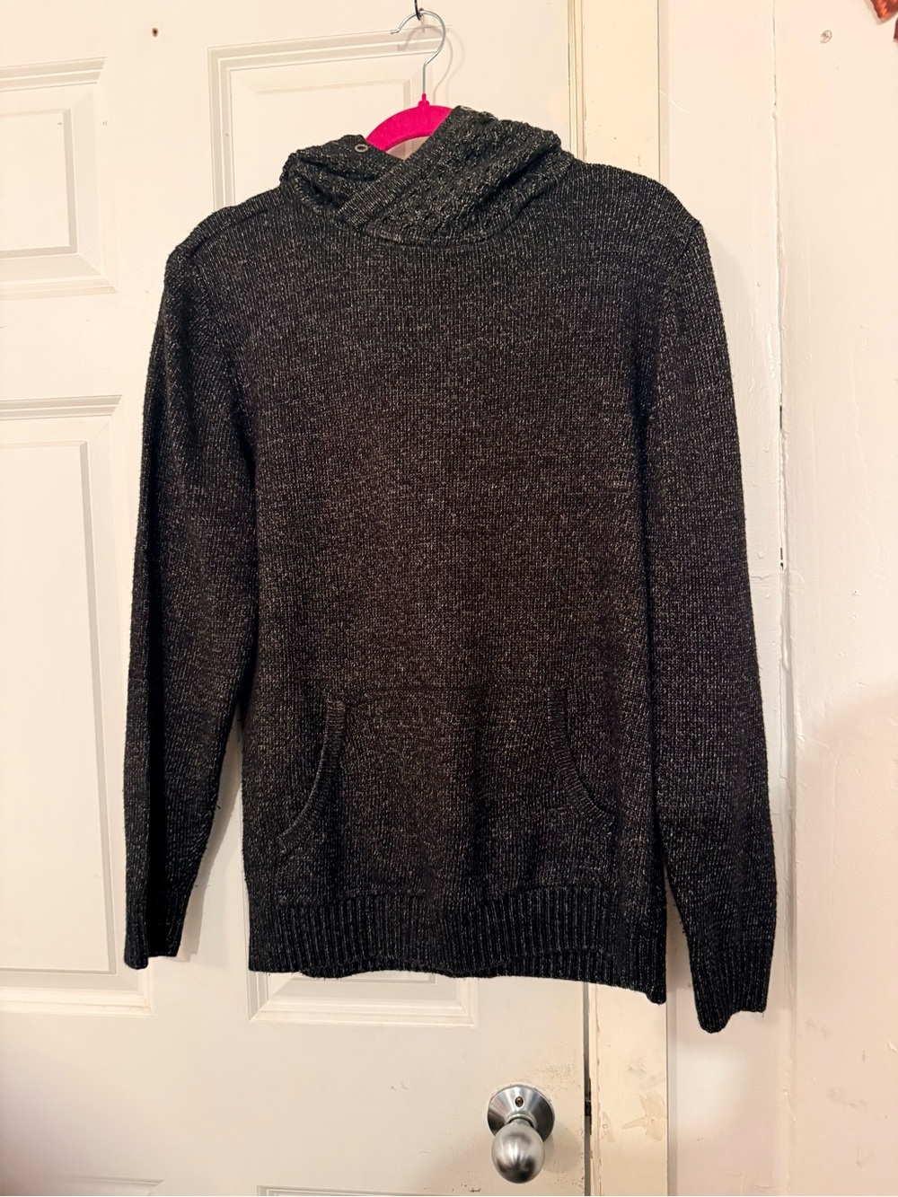 Men's Crewneck Hooded Sweater in Charcoal Gray